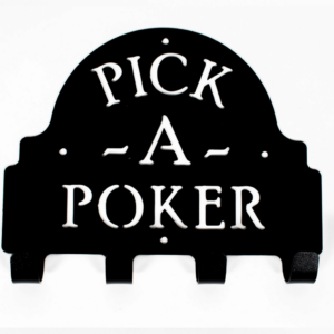 Picture of a Pick a Poker header. Pokers hang on this.